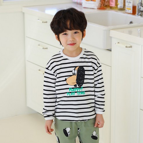 라라아망 아동용 멍뭉이 단가라 티셔츠