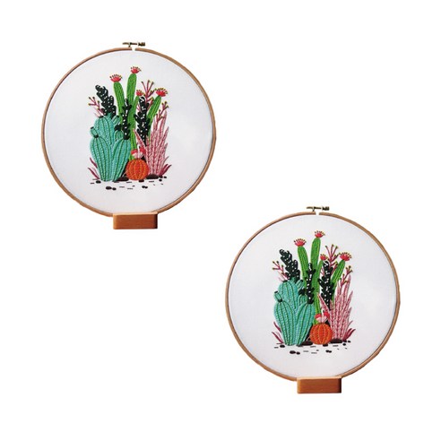 아리코 홈카페 인테리어 플랜트 DIY 자수세트 23cm, 2세트, 선인장 F TYPE