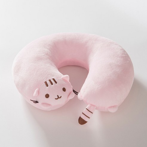 긴 허리 라인 고양이 낮잠 인형쿠션, 핑크