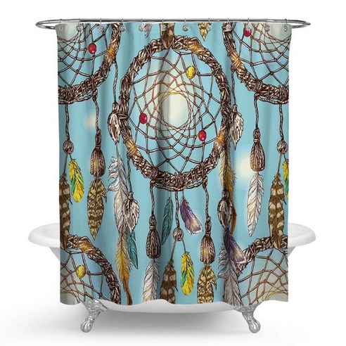 드림캐처 패턴 욕실 샤워 커튼 타입2 150 x 180 cm, 1개
