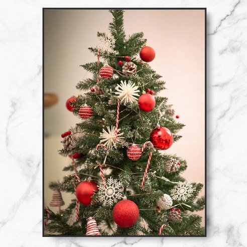 RYMD 메리 크리스마스 트리 포스터 + 메탈 액자, 블랙
