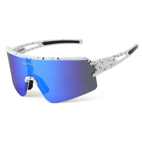 오클랜즈 스포츠 선글라스 QX80, 화이트(프레임), 블루미러편광(렌즈)