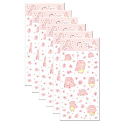 쁘띠팬시 벚꽃소녀 봄이 다이어리 스티커 DA5579, 혼합색상, 6개