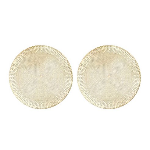 대한 폼폼 원형 테이블 매트 COS-101 2p, 골드, 38 x 38 cm