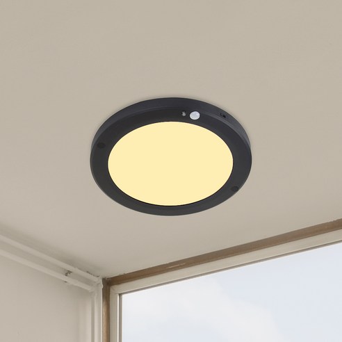 원하 DS 원형 슬림 엣지 센서등 LED 20W 20.3cm, 블랙 + 전구색, 1개