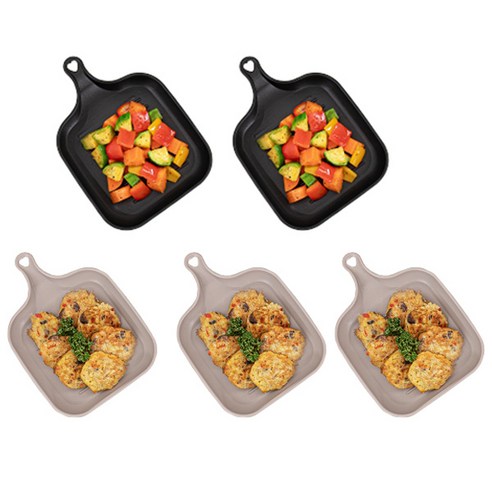 파스텔 아동용 간식접시 5p 세트, 1세트, 샌드그레이 3p + 블랙 2p