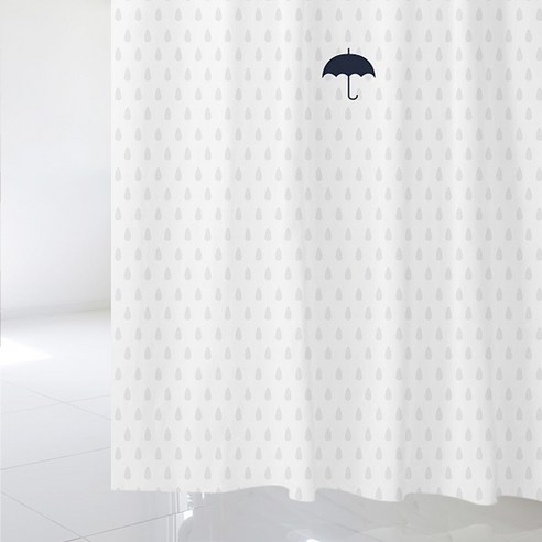 디자인수풀 샤워 커튼 북유럽 스타일 sc446 L 1800 x 1880 mm + 스테인리스 고리 12p + 커튼봉 화이트 풀세트, 1세트, 멀티(혼합)컬러
