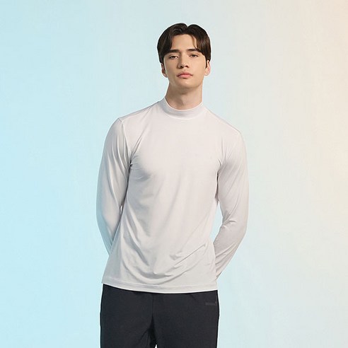 이젠벅 남성용 냉감 통기성 모크넥 메쉬 UV차단 쿨 긴팔 티셔츠