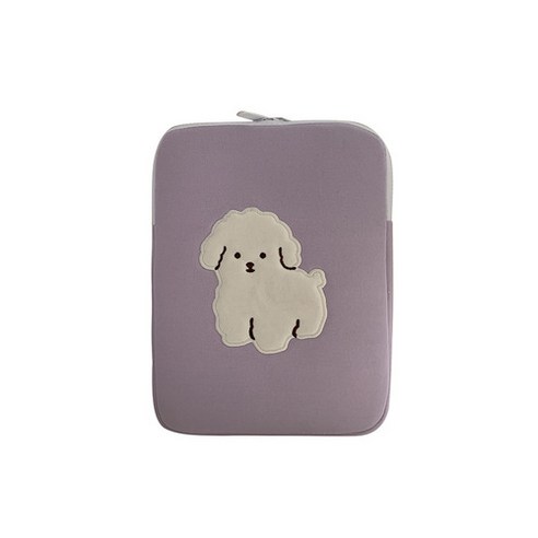 복실복실 흰둥이 파스텔 태블릿 노트북 아이패드 파우치, 퍼플