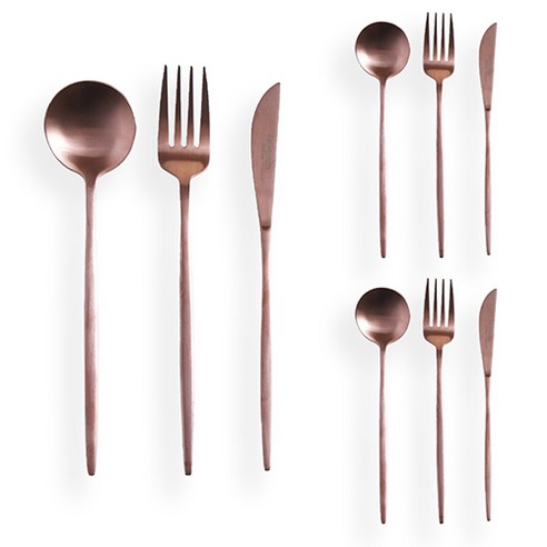 마리포사 커트러리 디저트 3종 x 3p 세트, 로즈골드, 디저트스푼 3p + 디저트포크 3p + 디저트나이프 3p