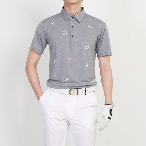 고품질 소재와 스타일리시한 나염 패턴으로 세련된 남성용 골프 티셔츠