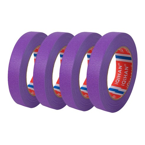 iQIHAN 다다 칼라 마스킹 테이프 15mm x 20m, 보라, 4개