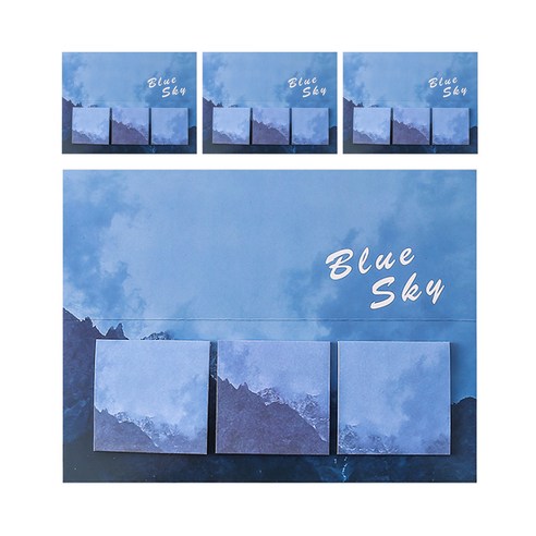 마켓A 풍경 트리플디자인 점착 메모지, 산과하늘, 4개