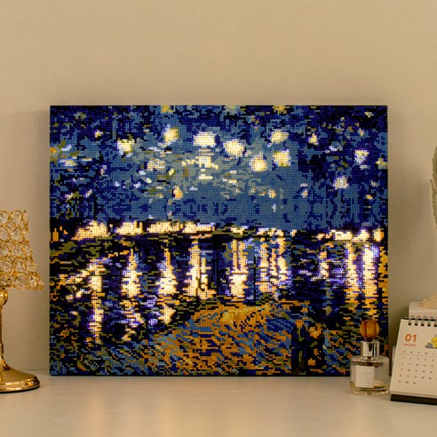 아트조이 DIY LED 캔버스형 보석십자수 40 x 50 cm, 아를의 별이 빛나는 밤, 1개