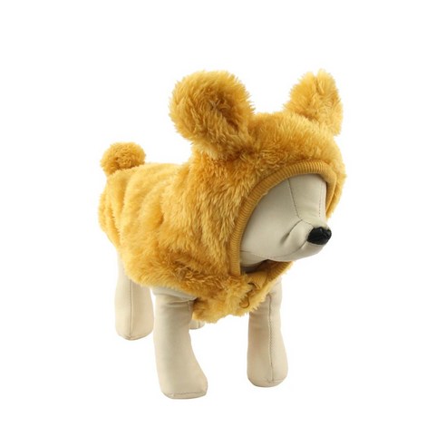 도그아이 반려동물 곰 후드 베스트, 머스타드
