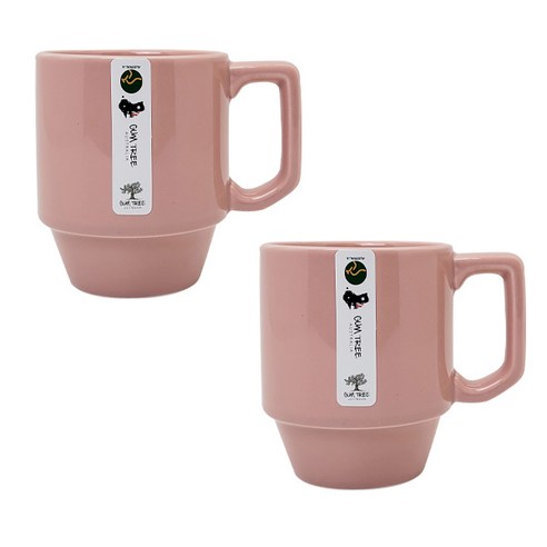 검트리 시드니 머그컵 대 300ml, 파스텔핑크, 2개