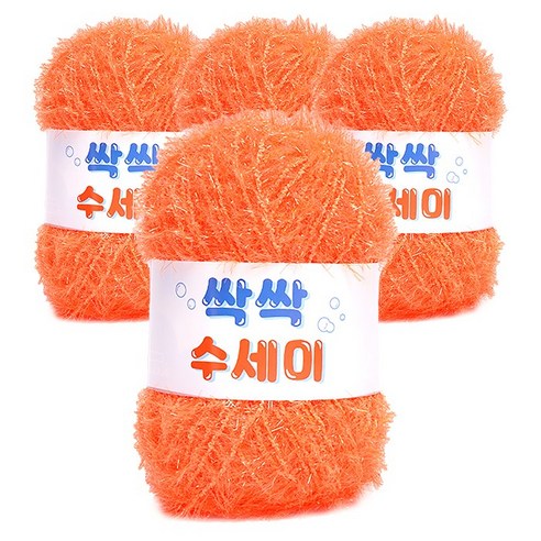 쎄비 싹싹수세미 뜨개실 80g 4p, 319 형광주황