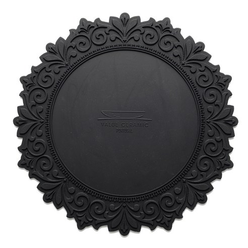벨류세라믹 아멜리아 플레이트 실리콘 테이블매트, 블랙, 35cm