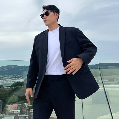 한 번에 멋진 스타일을 완성할 수 있는 파이브라지 남성용 빅사이즈 오버핏 텍스처 베이직 정장 세트