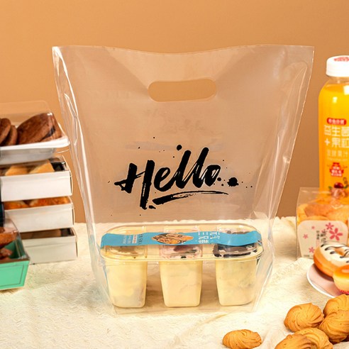 마켓감성 일회용 베이킹 포장 가방, 타입10 HELLO, 50개