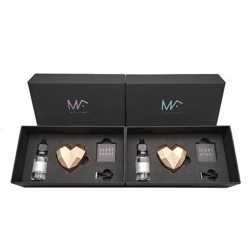 엠퓨처 차량용 하트 방향제 매트 로즈골드 2p + 오일 15ml x 2p + 3cm 클립 2p + 오일솜 2p, 오일(NO5), 1세트