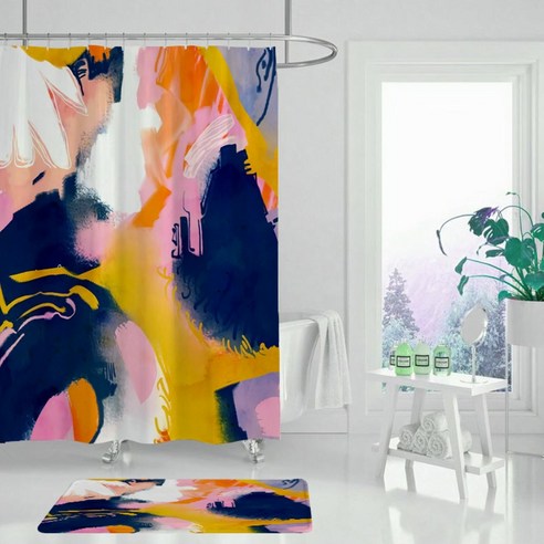 카리스 파스텔 수채화 파티션 욕실 샤워커튼 A05 60 x 90 cm, 1개