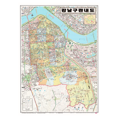 지도닷컴 강남구 관내도 코팅형 소 78 x 110 cm, 1개