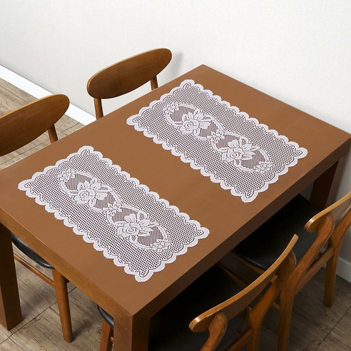 프렌치 레이스 테이블 러너 꽃무늬 3p, 75 x 36 cm