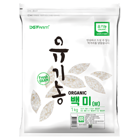 대구농산 2024년산 햅쌀 유기농 백미, 상등급, 1kg, 1개