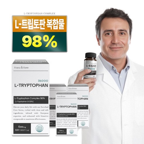 프랑드유로 L 트립토판 36000 [순도 99.4%] 세로토닌, 4박스, 120정