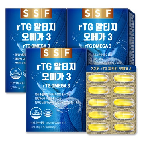순수식품 rTG 오메가3 비타민D 1000mg, 60캡슐, 3box