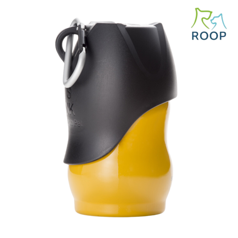 강아지 초경량 휴대용 스텐 물병 라레펫 ROOP 루프 물통, 노랑, S(350mL), 1개
