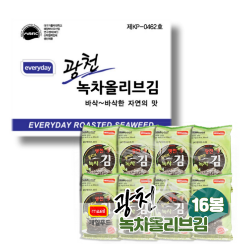 매일푸드 광천 녹차 올리브 도시락김, 192개, 4g