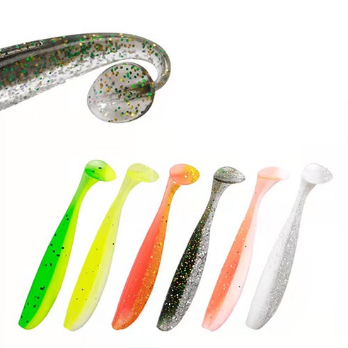 2 color T-tail 소프트 루어 낚시 루어, A, 5.5cm, 봉지 20개*4