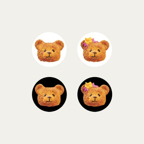 러브유쏘머치 테디베어 스마트톡 스탠드톡 팝톡 핸드폰거치대 모모밴드, 베어보이 블랙