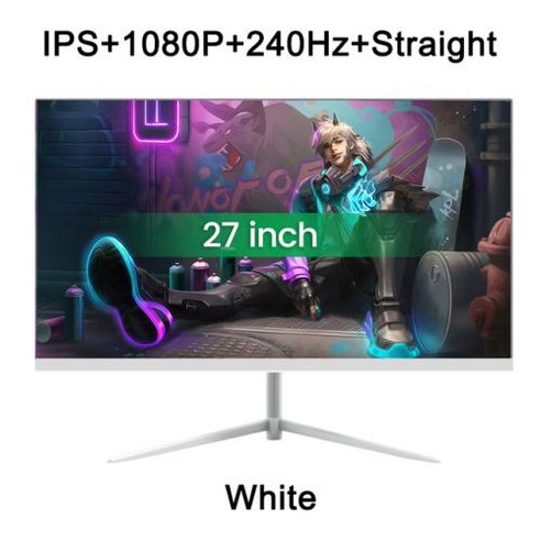 Freesync 게임 컴퓨터 디스플레이 데스크탑 모니터 IPS VA 커브드 스트레이트 스크린 HDMIDP 27 인치 1080P 240Hz 1920x1080 100 SRGB 1MS, 없음, 8) IPS Straight White AU 플러그