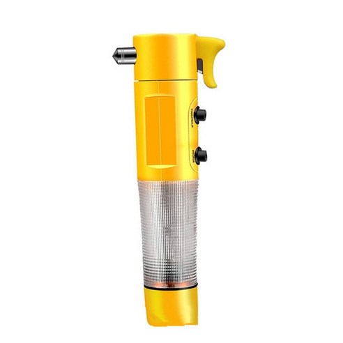 4in1 Car Safety Hammer Escape Glass Window Breaker Emergency Kit Cutter Flashlight Beacon Auto Acces, 01 YELLOW, 1개