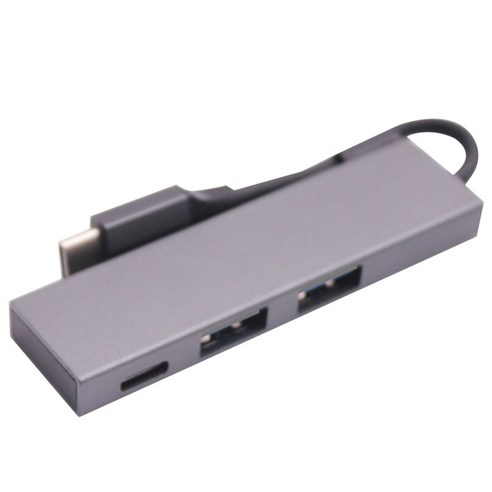 USB C 허브 3-in-1 휴대용 USB C 어댑터 2 개의 USB 2.0 + USB C 데이터 전송 포트 허브 어댑터 확장 독, 하나, 보여진 바와 같이