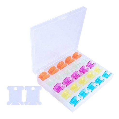 보관 케이스 모듬 색상이있는 25Pcs 플라스틱 재봉틀 보빈, 다색