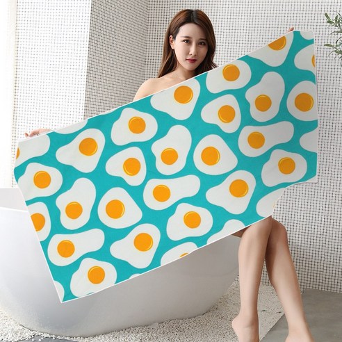 DFMEI 극세사 비치타월 디지털 워터마시프 워터타월 양면융사갯수건, 75*150 달걀포대, 치수
