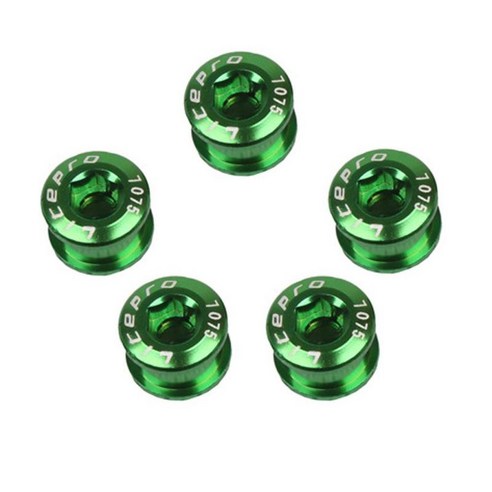 5PCS 체인 휠 나사 CNC 7075 체인 링 휠 자전거 디스크 나사, 초록, 6.5mm, 알류미늄