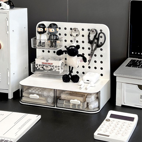 홈이즈 타공판 문구 수납함 책상서랍정리함, 화이트, 1개