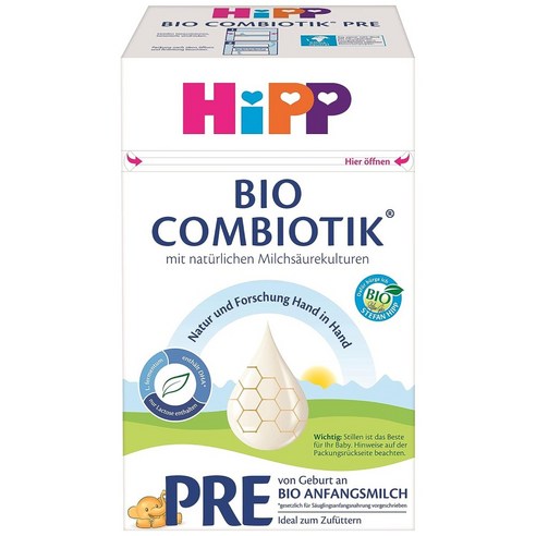 HiPP 힙 콤비오틱 독일 유기농 우유 식품 4팩(4 x 600g) 친환경, 600g