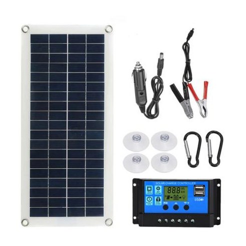 태양 전지 패널 키트 자동차 배터리 싱글 및 듀얼 USB 오프 그리드 모듈 60A 컨트롤러 100W12V, 435x200MM, 1개