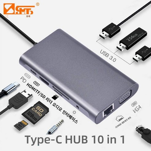 삼보 TYPE-C 세븐일레븐 HDMI 컨버터 HUB USB 3.0 랜카드 PD 전원 HUB 노트북 MacBook 확장 도크 허브, TYPE-C 올인원 맥북 확장