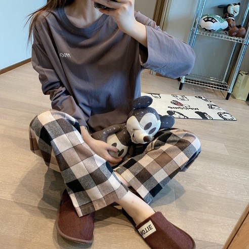 체크체크긴팔잠옷