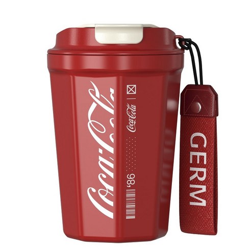 Germ 코크 로고 캐주얼 스트로우 휴대용 콜드컵, 레드, 390ml