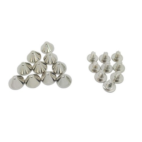 10 세트 스파이크 금속 스터드 리벳 스크류 백 명소 콘 가죽 공예 DIY 9x6mm, 다색, 합금