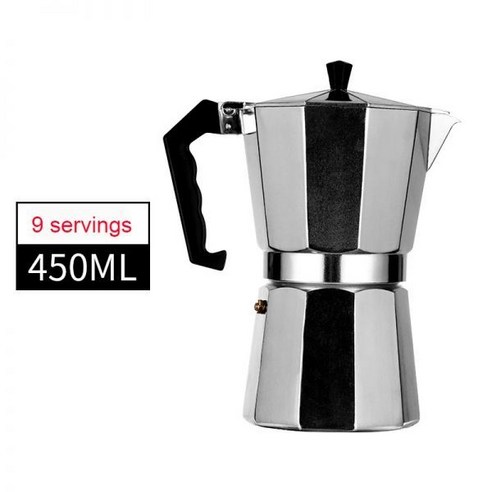 moka pot 이탈리아 커피 머신 에스프레소 알루미늄 간헐천 커피 메이커 주전자 라떼 스토브 클래식 커피웨어 바리스타 액세서리, 450ml