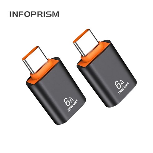 INFOPRISM / 6A 120W PD USB C타입 - A타입 변환 젠더 (OTG), 2개, D / 블랙, 20mm